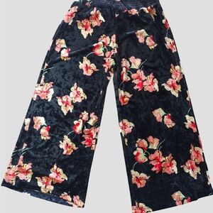 Valor Black Floral Print Wide Leg